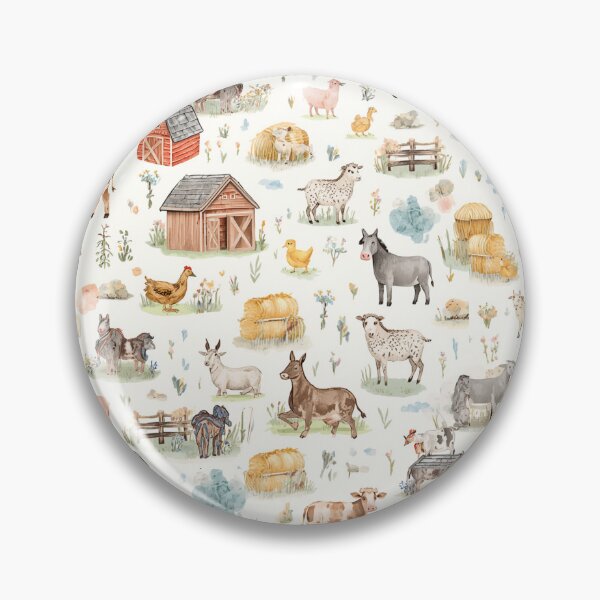 Item preview, Watercolor Cute Farm Animals Seamless Pattern designed and sold by mijaczeek.