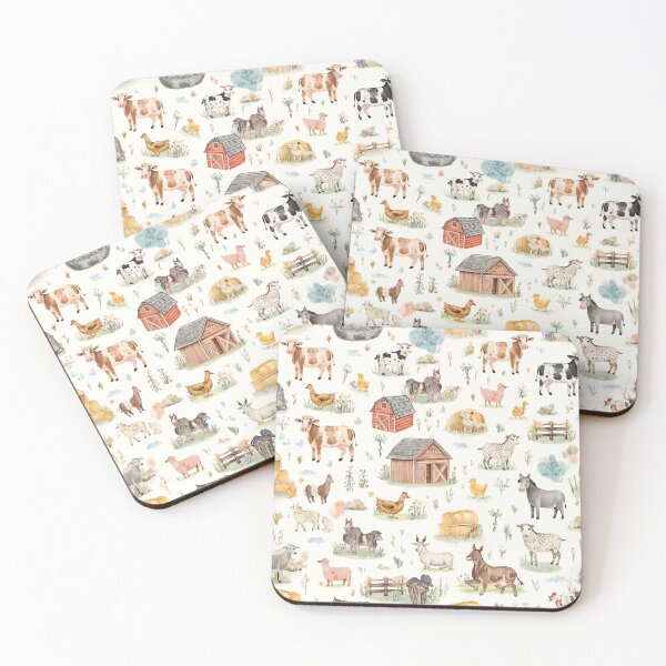 Item preview, Watercolor Cute Farm Animals Seamless Pattern designed and sold by mijaczeek.