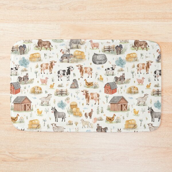 Item preview, Watercolor Cute Farm Animals Seamless Pattern designed and sold by mijaczeek.