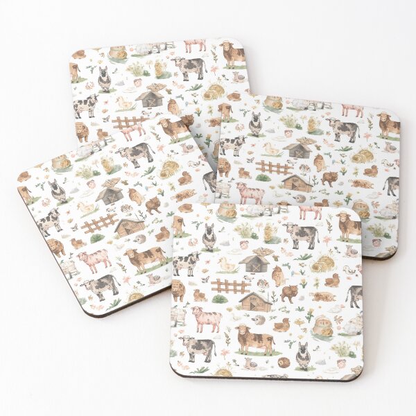 Item preview, Watercolor Cute Farm Animals Seamless Pattern designed and sold by mijaczeek.