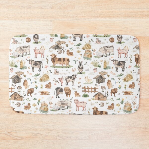 Item preview, Watercolor Cute Farm Animals Seamless Pattern designed and sold by mijaczeek.