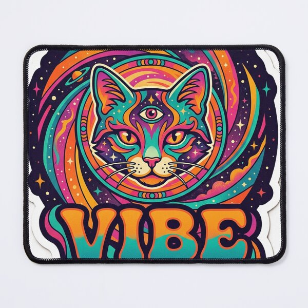 Item preview, Psychedelic Cat Vibe Check Sticker designed and sold by denybz.