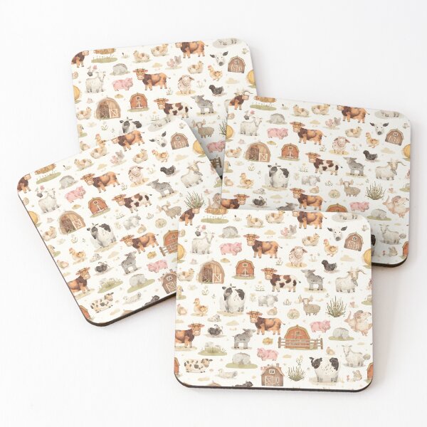 Item preview, Watercolor Cute Farm Animals Seamless Pattern designed and sold by mijaczeek.