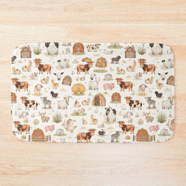 Item preview, Watercolor Cute Farm Animals Seamless Pattern designed and sold by mijaczeek.