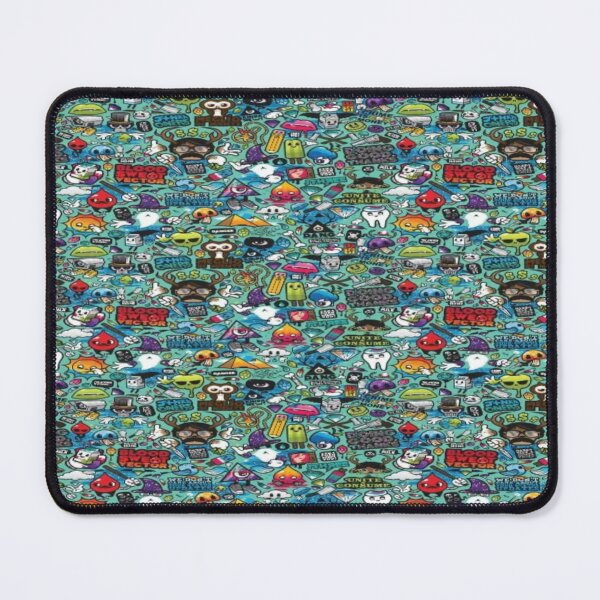 Item preview, Explosion of Urban Doodles - Dark and Kawaii Pop Pattern on a Turquoise Background designed and sold by RAYBIL.