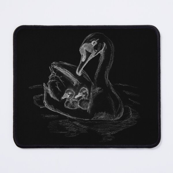 Item preview, Mother Swan with Cygnets – Gentle Nature Sketch (White Chalk) designed and sold by Dina's Fine Arts.