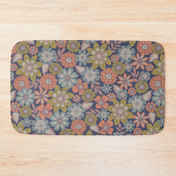 Item preview, Tossed Blooms and Blossoms / Dense Floral in Coral + Blue + Green designed and sold by somecallmebeth.