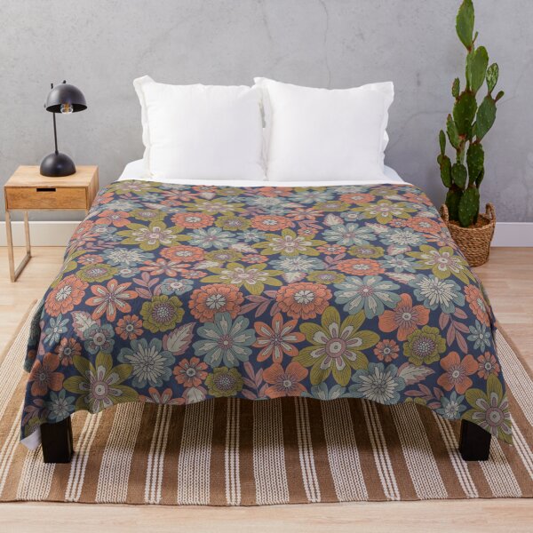 Item preview, Tossed Blooms and Blossoms / Dense Floral in Coral + Blue + Green designed and sold by somecallmebeth.