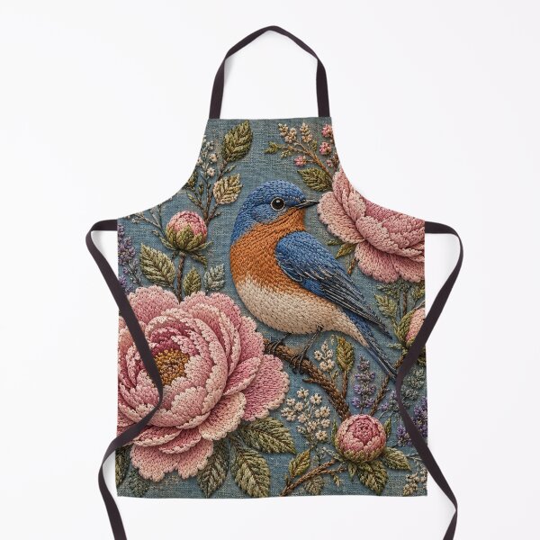 Item preview, Bluebird Botanical Art, Faux Embroidery designed and sold by HavuNordicShop.
