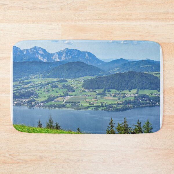 Item preview, Lake Traun Traunsee, mountains and green fields, Upper Austria landscapes, Austria designed and sold by goceris.