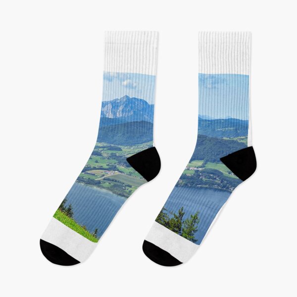 Item preview, Lake Traun Traunsee, mountains and green fields, Upper Austria landscapes, Austria designed and sold by goceris.