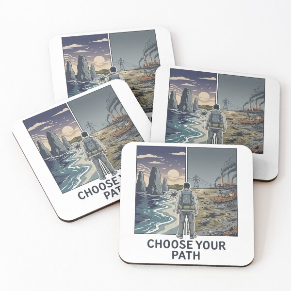 Item preview, Choose Your Path Pristine Coast vs Ocean Pollution — Environmental Conservation Activism Art designed and sold by MālamaThreads.