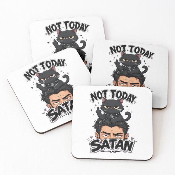Item preview, Not Today Satan Black Cat Dad Funny Kawaii T-Shirt designed and sold by Ashley critters.