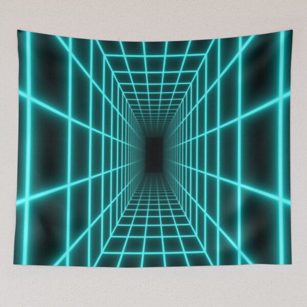 Item preview, Cyan Glow Rectangular Wireframe Tunnel designed and sold by Electric Shock!! Design.