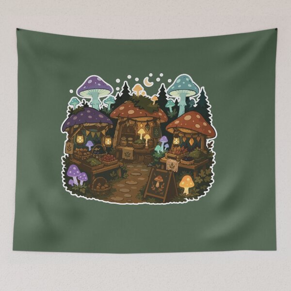 Item preview, Enchanted Mushroom Market Cottagecore Forest designed and sold by SimplePoDesign.