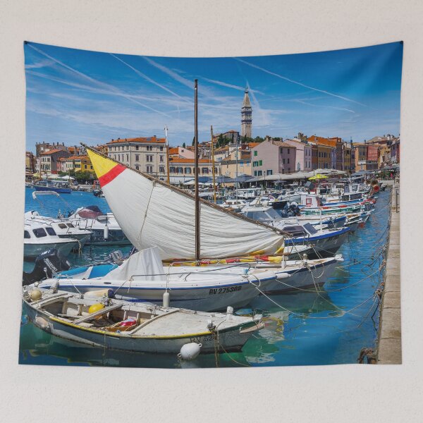 Item preview, Traditional Batana Sailboat in Rovinj Harbor, Croatia designed and sold by Viv Thompson Photography .