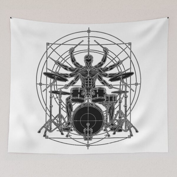 Item preview, Vitruvian Man Drummer Anatomy Sketch Multi Armed Drum Musician Band Gift designed and sold by DienesAngele.