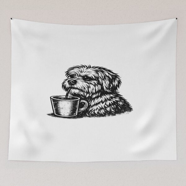 Item preview, Funny Shaggy Dog Drinking Coffee Sketch designed and sold by Mita986.