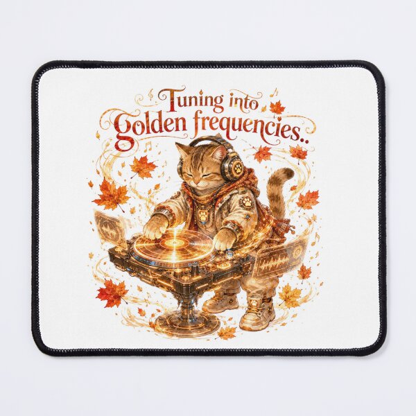 Item preview, Tuning Into Golden Frequencies Steampunk Cat DJ Turntable Autumn designed and sold by AQUILAKREO.