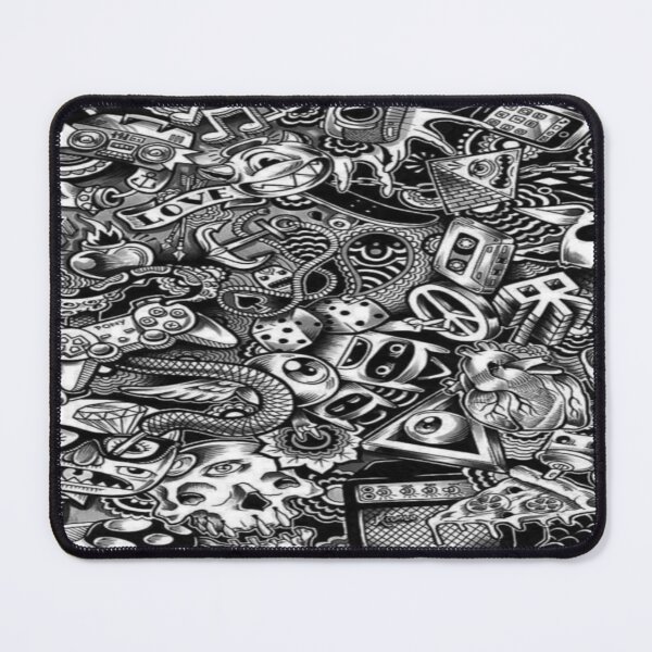 Item preview, Retro and Urban Doodle Art - Black and White Explosion Tattoo and Sticker Bomb Style designed and sold by RAYBIL.