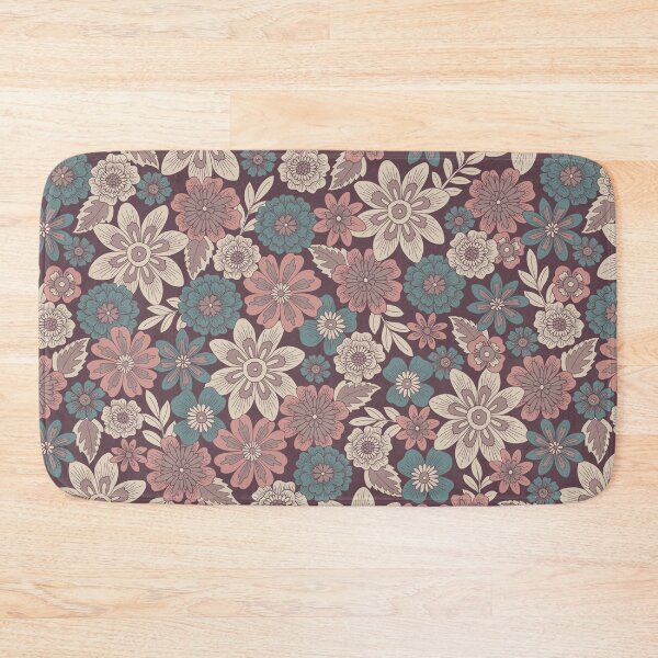 Item preview, Tossed Blooms and Blossoms / Dense Floral in Mauve and Teal designed and sold by somecallmebeth.