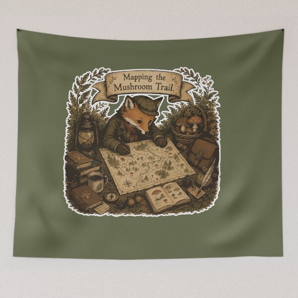 Item preview, Mapping the Mushroom Trail Fox Foraging Adventure designed and sold by SimplePoDesign.