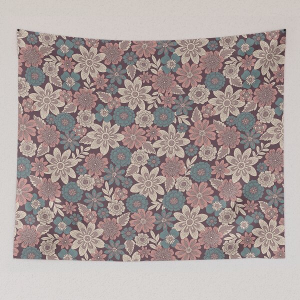 Item preview, Tossed Blooms and Blossoms / Dense Floral in Mauve and Teal designed and sold by somecallmebeth.