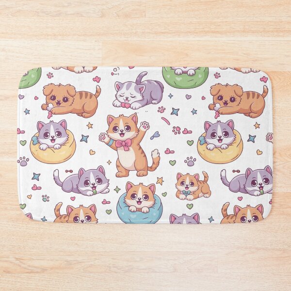 Item preview, Kawaii Cats Pattern Cute Kitty Poses designed and sold by WikaKowalczyk.