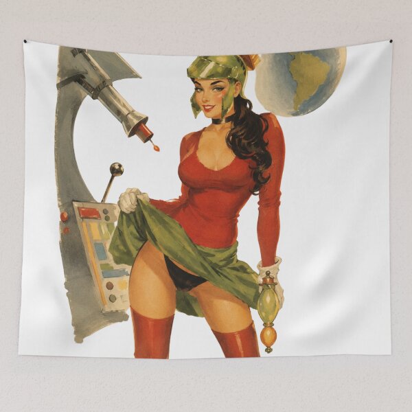 Item preview, Retro Space Warrior Pin-Up – Vintage Sci-Fi Martian Girl designed and sold by Cosplayvintage.