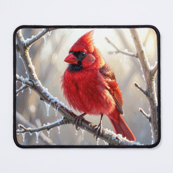 Item preview, Red Cardinal on an Icy Winter Branch designed and sold by Maria Dryfhout.