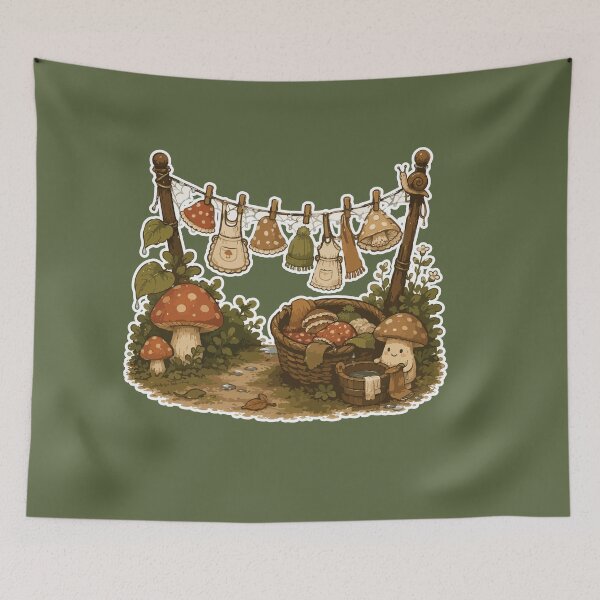 Item preview, Mushroom Laundry Day Cute Cottagecore Forest designed and sold by SimplePoDesign.
