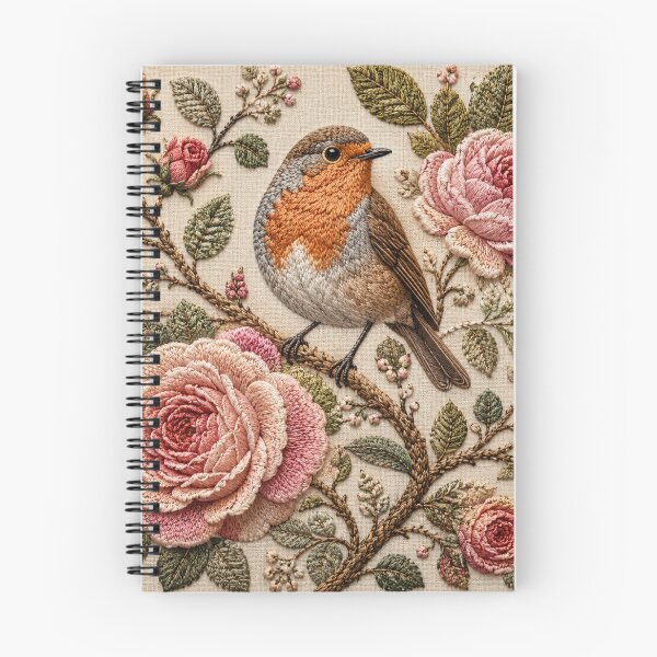 Item preview, Robin Botanical Art, Faux Embroidery designed and sold by HavuNordicShop.