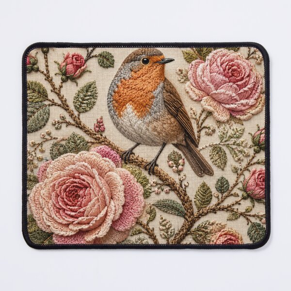 Item preview, Robin Botanical Art, Faux Embroidery designed and sold by HavuNordicShop.