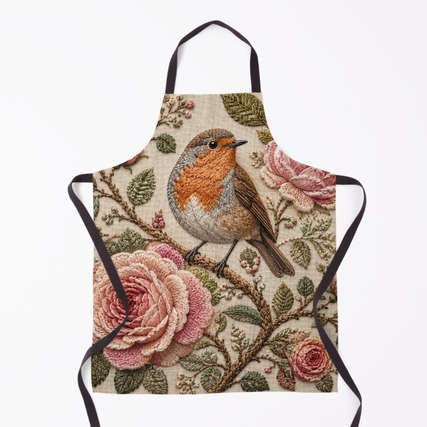 Item preview, Robin Botanical Art, Faux Embroidery designed and sold by HavuNordicShop.