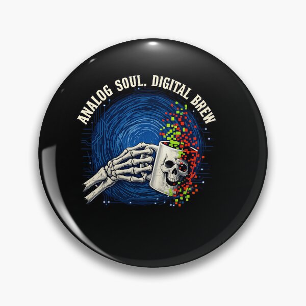 Item preview, Analog Soul Digital Brew | Funny Cyberpunk Skeleton Pixel Humor & Coding Life Humor designed and sold by Cree8if.