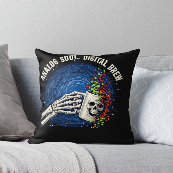 Item preview, Analog Soul Digital Brew | Funny Cyberpunk Skeleton Pixel Humor & Coding Life Humor designed and sold by Cree8if.