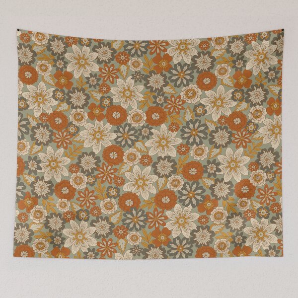 Item preview, Copy of Tossed Blooms and Blossoms / Dense Floral in Orange and Green designed and sold by somecallmebeth.