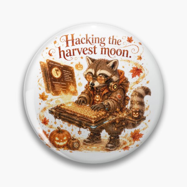 Item preview, Hacking The Harvest Moon Steampunk Raccoon Cyber Fall Magic designed and sold by AQUILAKREO.