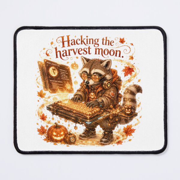 Item preview, Hacking The Harvest Moon Steampunk Raccoon Cyber Fall Magic designed and sold by AQUILAKREO.