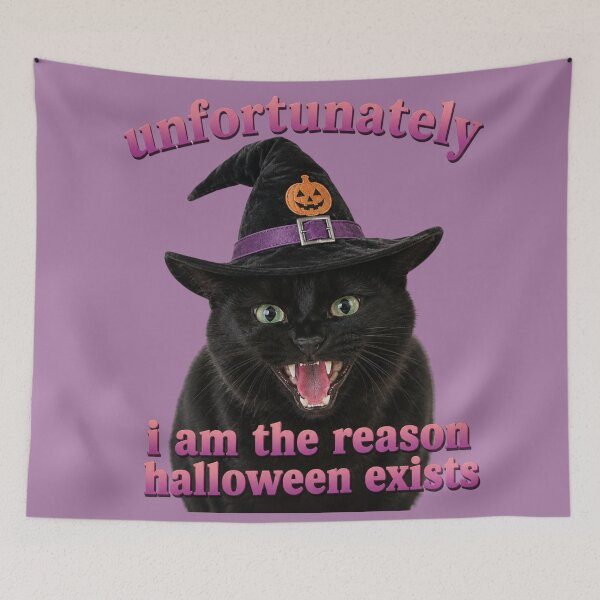 Item preview, Funny Black Cat Halloween Witch Hat Unfortunate Cat designed and sold by BoringClothes .