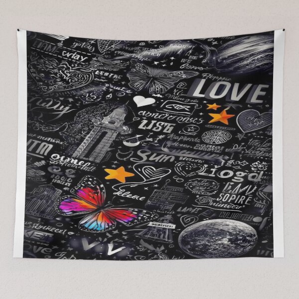Item preview, Romantic Cosmic Collage - Rainbow Butterflies, Moon and Calligraphy designed and sold by RAYBIL.