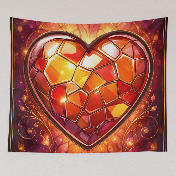 Item preview, Hearts 19 - Stained Glass Flaming Heart Art designed and sold by NikaNavi.