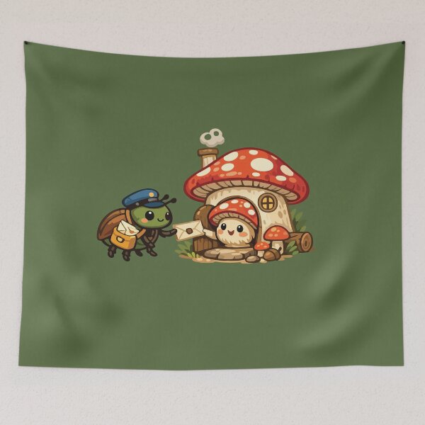Item preview, Cute Beetle Mail Carrier Mushroom House designed and sold by SimplePoDesign.