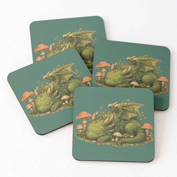 Item preview, Sleeping Moss Dragon Cozy Forest Fantasy designed and sold by SimplePoDesign.