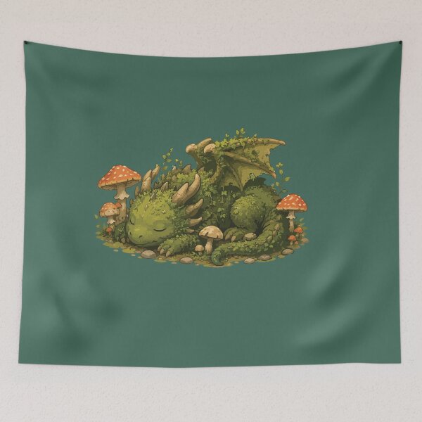 Item preview, Sleeping Moss Dragon Cozy Forest Fantasy designed and sold by SimplePoDesign.