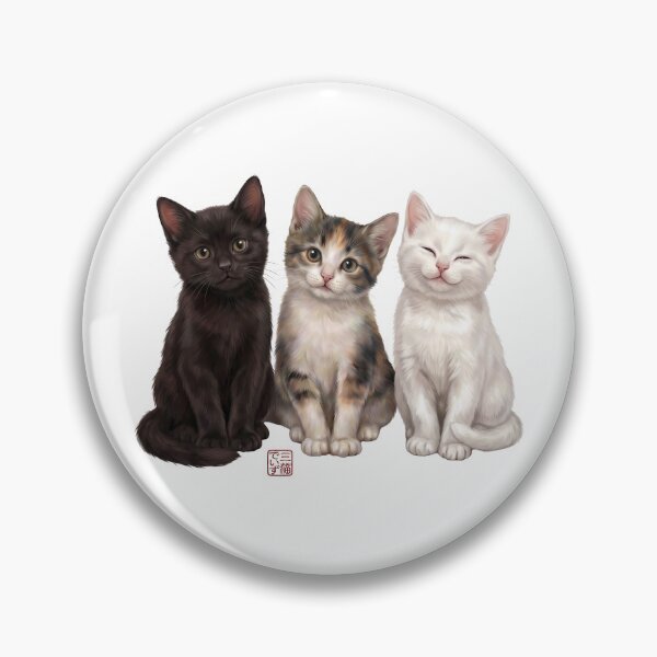 Item preview, Three Cute Kittens Friends Fluffy Cats Art designed and sold by JapanekoGallery.