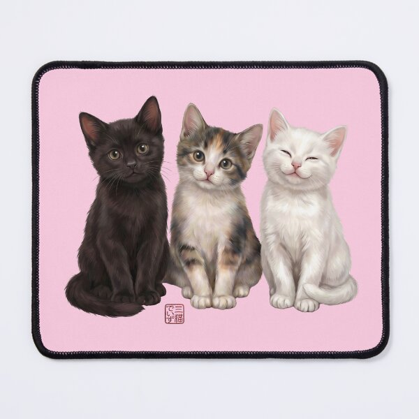 Item preview, Three Cute Kittens Friends Fluffy Cats Art designed and sold by JapanekoGallery.
