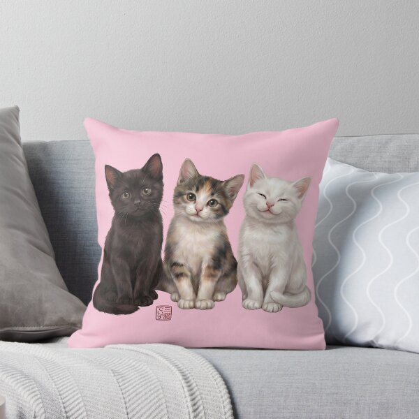 Item preview, Three Cute Kittens Friends Fluffy Cats Art designed and sold by JapanekoGallery.