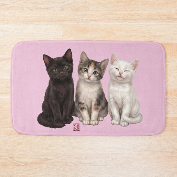Item preview, Three Cute Kittens Friends Fluffy Cats Art designed and sold by JapanekoGallery.