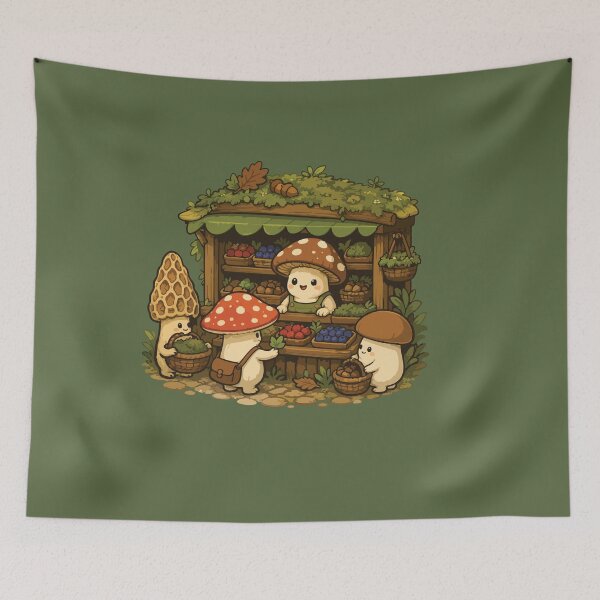 Item preview, Cute Mushroom Farmers Market Cottagecore designed and sold by SimplePoDesign.